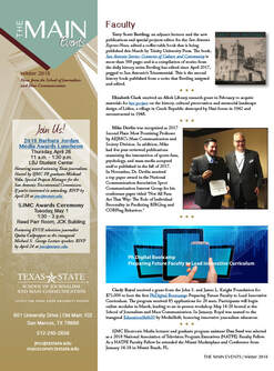 The Main Events, quarterly newsletter of the School of Journalism and Mass Communication at Texas State University
