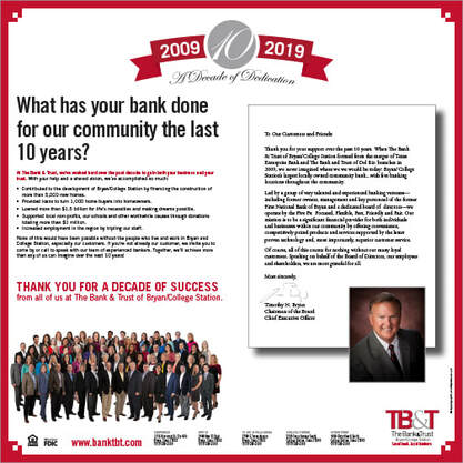 The Bank & Trust 10th Anniversary Double Truck Ad